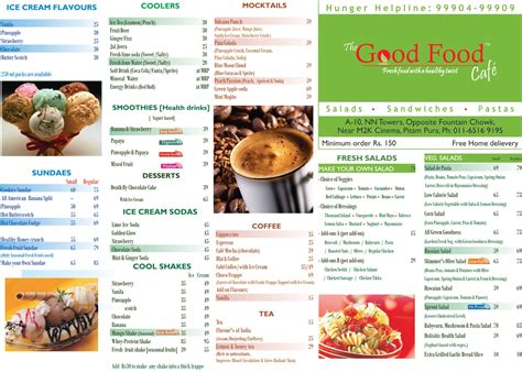 Discover 0 goods menu designs on dribbble. Good Food Cafe-Fresh food with a healthy twist: Menu Card
