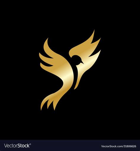 Golden Bird In Flight Creative Symbol Concept Logo Vector Image On