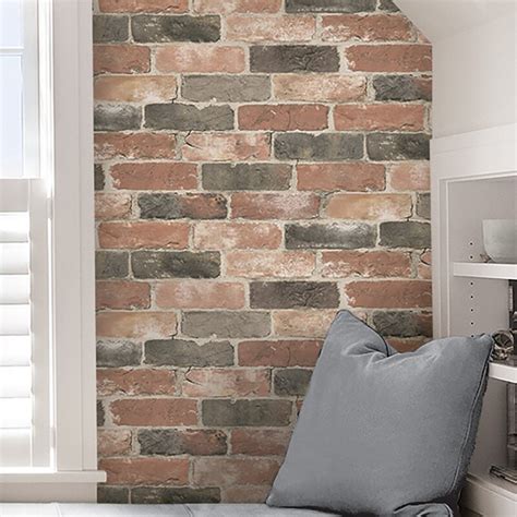 Wallpops Newport 18 X 205 Brick Wood And Stone Rolls Wallpaper