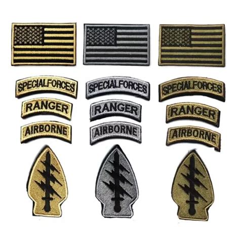 3 Set Special Forces Airborne Ranger Tabs Tactical Embroidered Hook