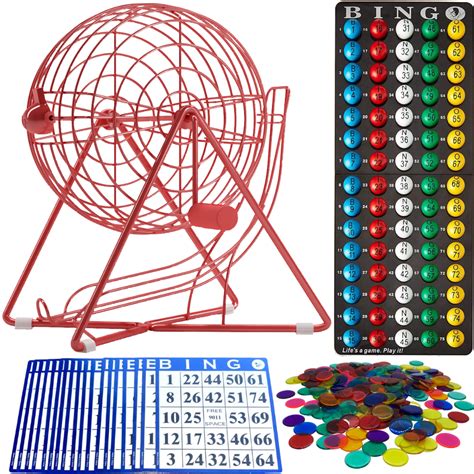 Lucky Red Party Bingo Cage Set With Masterboard 78 Bingo Balls 30