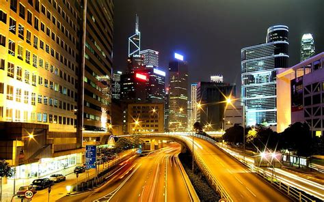 香港の美しい街の明かり、 自然、 ライト、 都市景観、 夜、 自然と風景、 Hdデスクトップの壁紙 Wallpaperbetter
