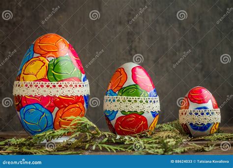 Easter Eggs On Wooden Background Stock Image Image Of Holiday