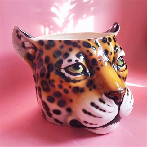 Vintage Leopard Ceramic Planter Ceramic Planters Pink Ceramic Ceramics