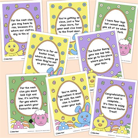 Easter Egg Hunt Clues Printable Coloured Craft Activity Guide Baker