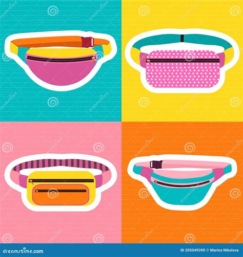 Fanny Pack Colorful Set Of 4 Bags Stock Vector Illustration Of Colors