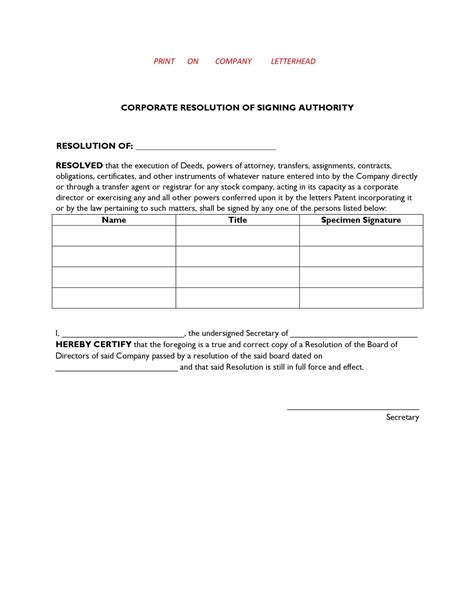 37 Free Corporate Resolution Templates And Forms Templatelab