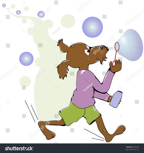 Cartoon Dog Blowing Soap Bubbles Stock Illustration 9559285 Shutterstock