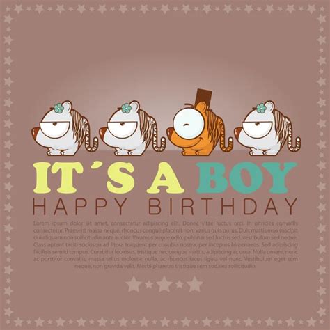 Funny Happy Birthday Greeting Card With Cute Cartoon Deers Stock