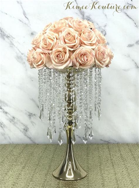 Gold Chandelier Stand With Hanging Crystals Gold Wedding Etsy
