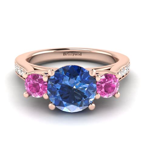 Rose Gold Blue Sapphire Paradise Accented Engagement Ring