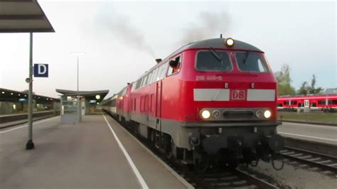 Germany Two Db Railways Class 218 Rabbit Locos Leave Kempten On A Munchen Hbf Basel Service