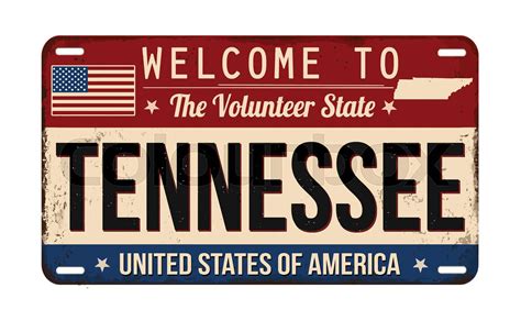 Welcome To Tennessee Vintage Rusty License Plate Stock Vector Colourbox