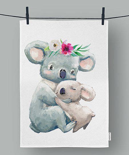 Unkown White And Gray Koala Mama And Baby Dish Towel Zulily Baby Dishes
