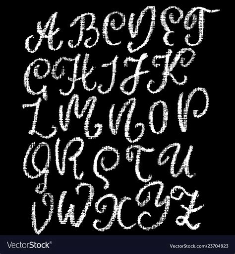 Chalk Curly Font Grunge Script On Chalkboard Vector Image