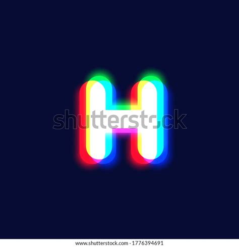 Realistic Chromatic Aberration Character H Fontset Stock Vector