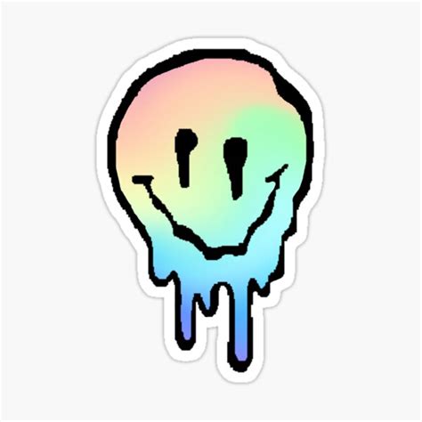 Rainbow Drippy Face Sticker For Sale By Als10806 Redbubble