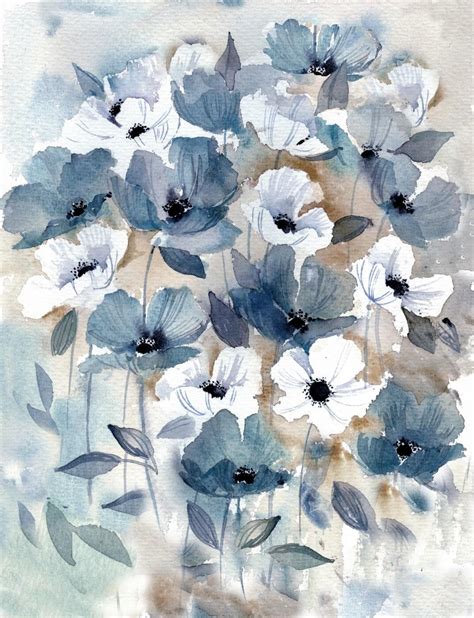 Tallenge Floral Art Collection Contemporary Water Color Daisy Field