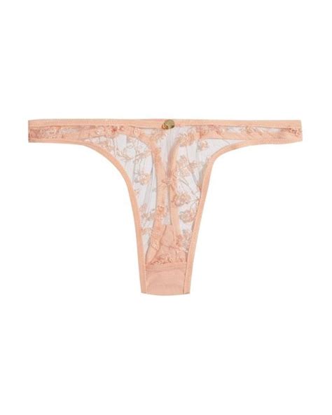 Agent Provocateur Zadi Metallic Embroidered Tulle Low Rise Thong Lyst