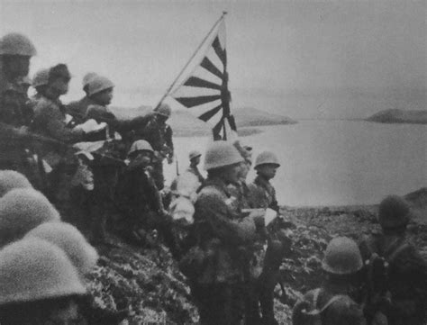 Photo Troops Of The Japanese Special Naval Landing Force Raising The Japanese Naval Ensign On