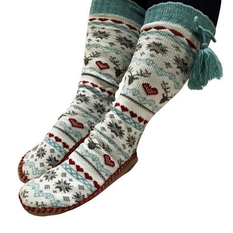 Muk Luks Slipper Socks Mod Fairisle Cute Girls Holiday Cozy Warm Sock