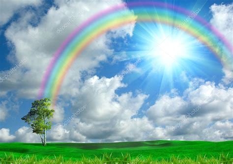 Rainbow In The Blue Sky — Stock Photo © Zhanna 7330061