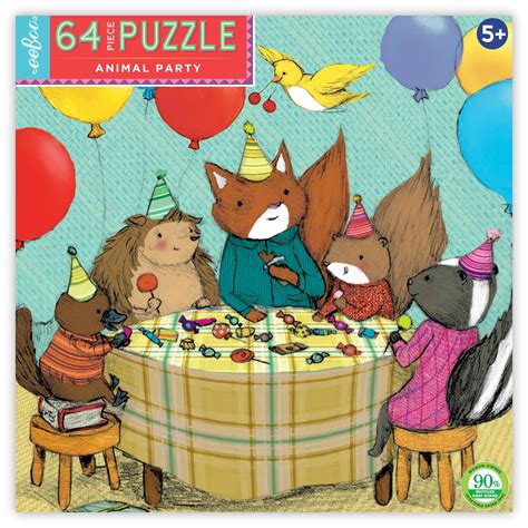 Eeboo Animal Party 64 Piece Puzzle Jigsaw Puzzles
