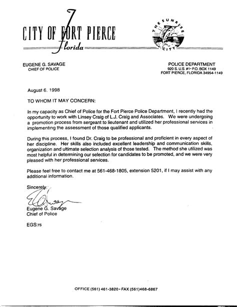 Character Reference Letter For Law Enforcement Examples • Invitation