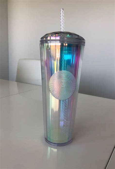 Starbucks 2020 Summer Cup Hologram Iridescent Unicorn Kaleidoscope Reusable Cold 24 Oz Cup
