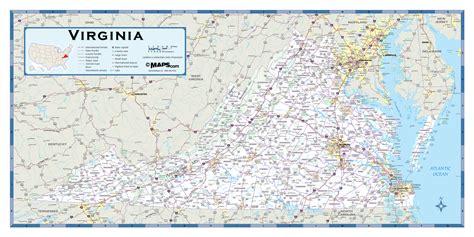 Laminated Map Large Detailed Roads And Highways Map Of Virginia State Images