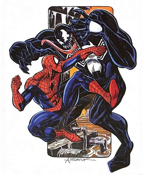 Spiderman Vs Venom By Alex Saviuk In R Ms Spider Man Comic Art