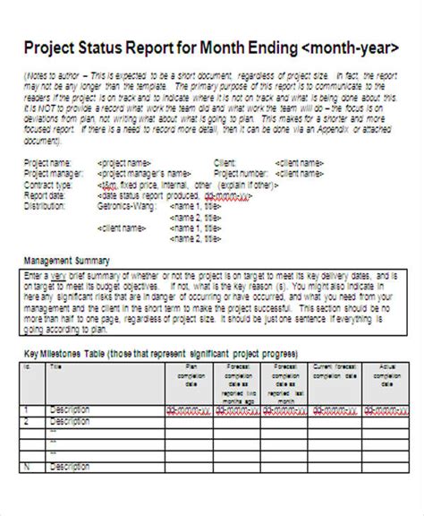 Monthly Project Progress Report Template 1 Templates Example