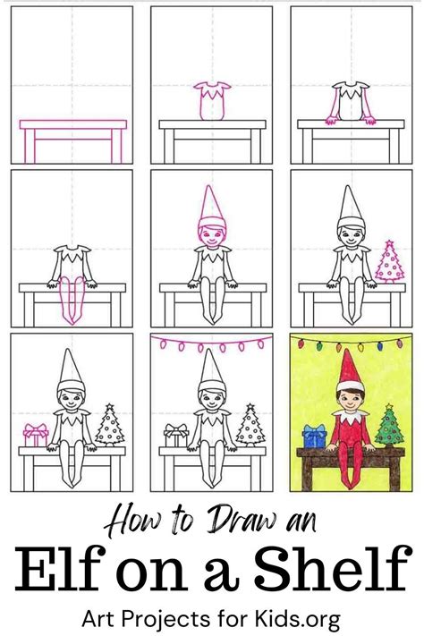 Easy How To Draw An Elf On The Shelf And Elf Coloring Page Elf