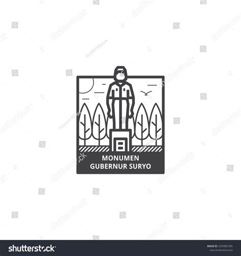 Patung Gubernur Suryo Surabaya Statue Gubernur 库存矢量图（免版税）1035981205