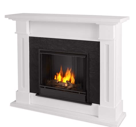 Kipling Ventless Gel Fuel Fireplace In White With Cast Logs 54x42