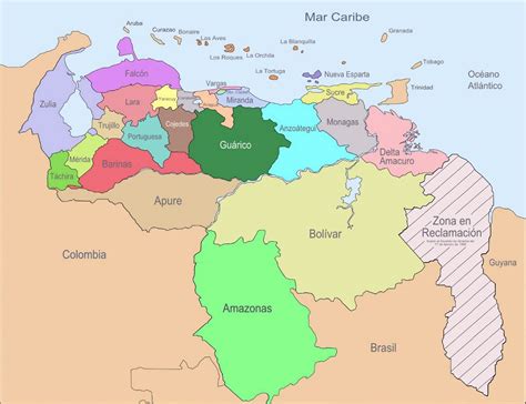 Large Administrative Divisions Map Of Venezuela Venezuela South