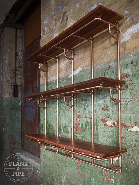 Large Copper Pipe Shelving Unit 3 Tier Large Plank And Pipe