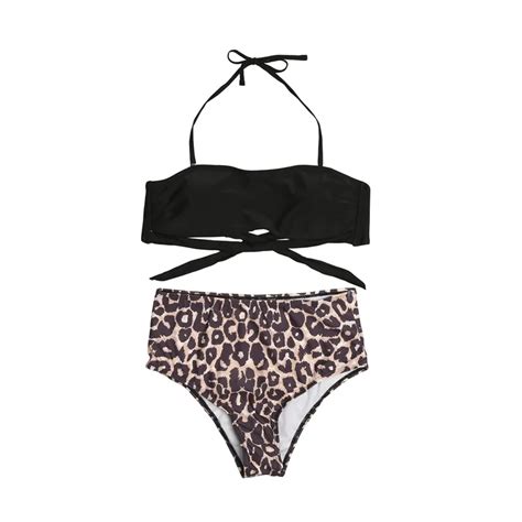 Hot Summer Women Bikini Set Sexy Leopard Print High Waist Swimwear