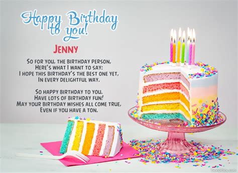 Stickers, labels, stamps, gift wrap, napkins, paper plates Wishes Jenny for Happy Birthday.