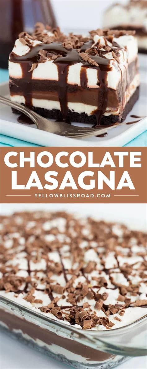 The entire recipe is so easy! Chocolate Lasagna | Recipe in 2020 | Chocolate lasagna ...