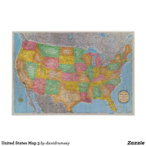 United States Map 3 Poster Wall Maps History Wall
