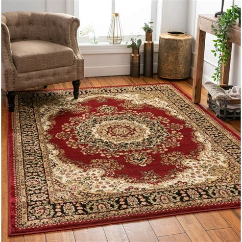 Well Woven Medallion Oriental Persian Area Rug Red Ivory