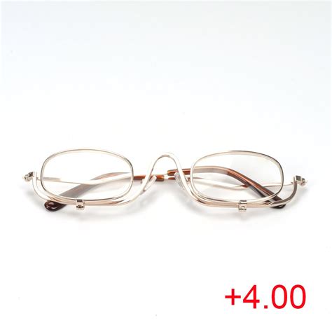 Magnifying Make Up Makeup Glasses Flip Down Lenses Gold Metal Frame 1 5 4 0 Voso 4 0 Amazon