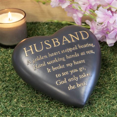 Thoughts Of You Grave Marker Dark Grey Heart Memorial Stone Husband