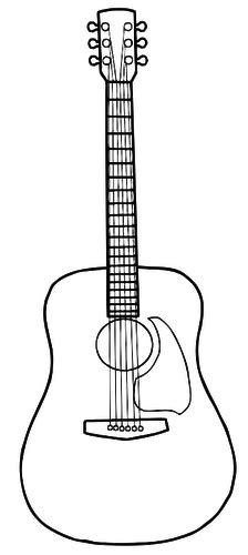 Simple Line Art Vector Image Of Acoustic Guitar Guitar Drawing