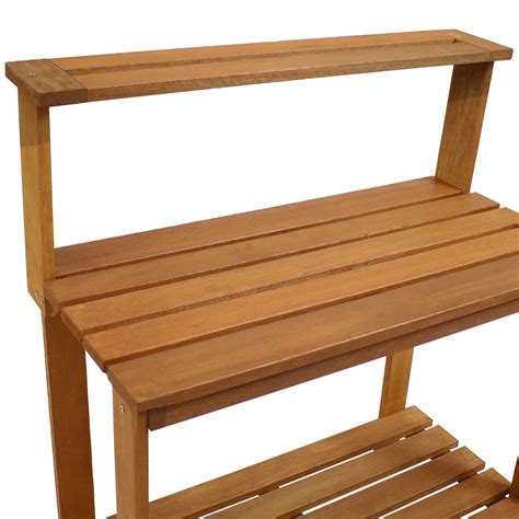 Sunnydaze Outdoor Meranti Wood With Teak Oil Finish Gardening Potting