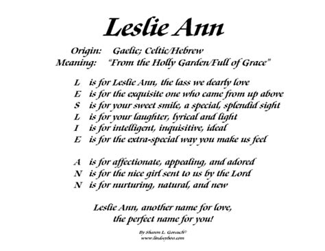 Meaning Of Leslie Ann Lindseyboo