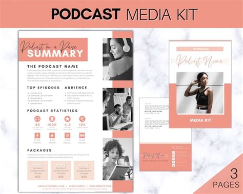 Podcast Media Kit Template Editable Canva Press Kit Business Etsy
