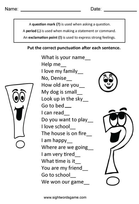 18 Exclamation Worksheets 1st Grade
