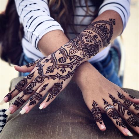 Full Henna Design With Henna Finger Tattoos Hand Tattoo Images Tattoo